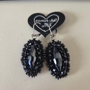Black Beaded Earrings